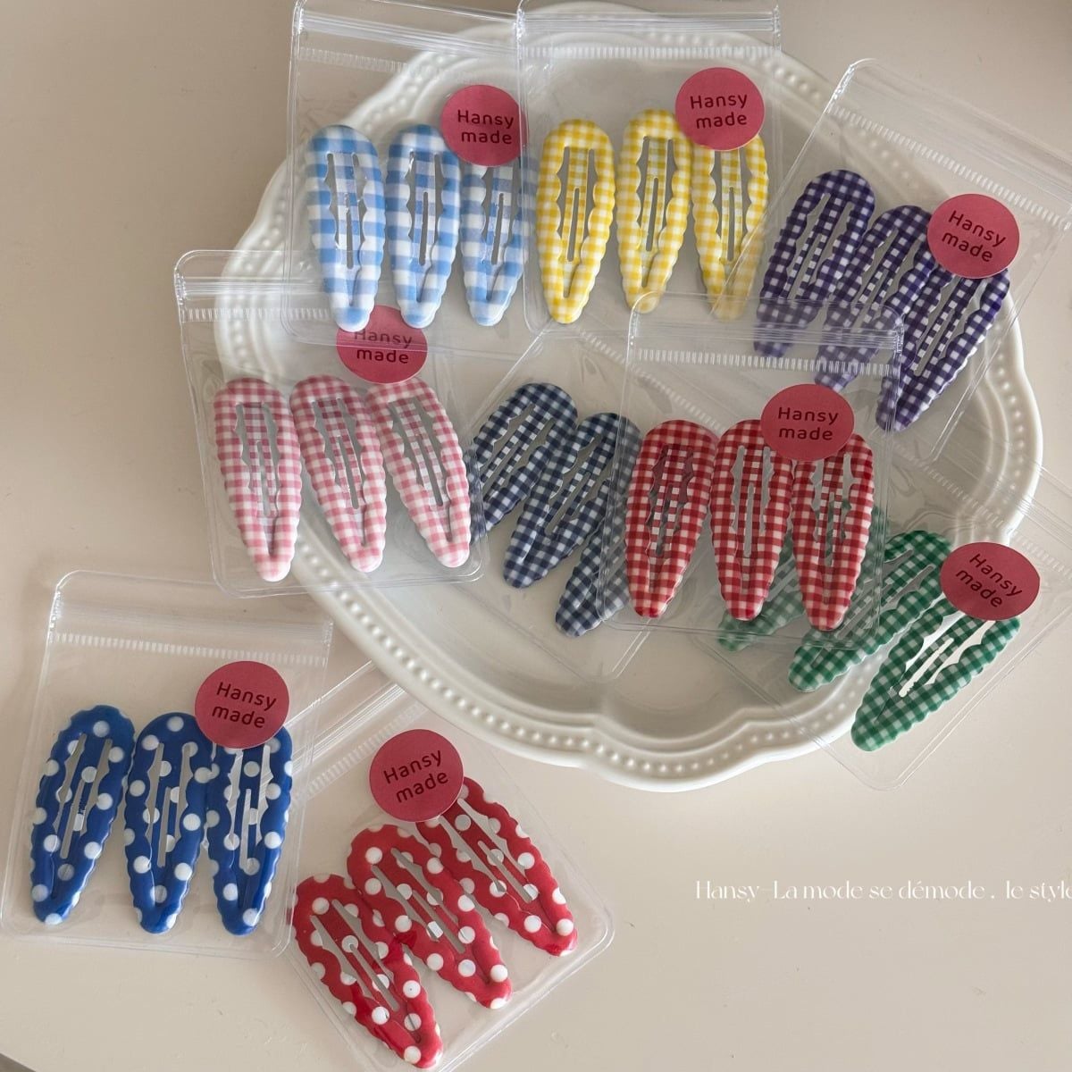  Set Kẹp Tóc Kẻ Caro 