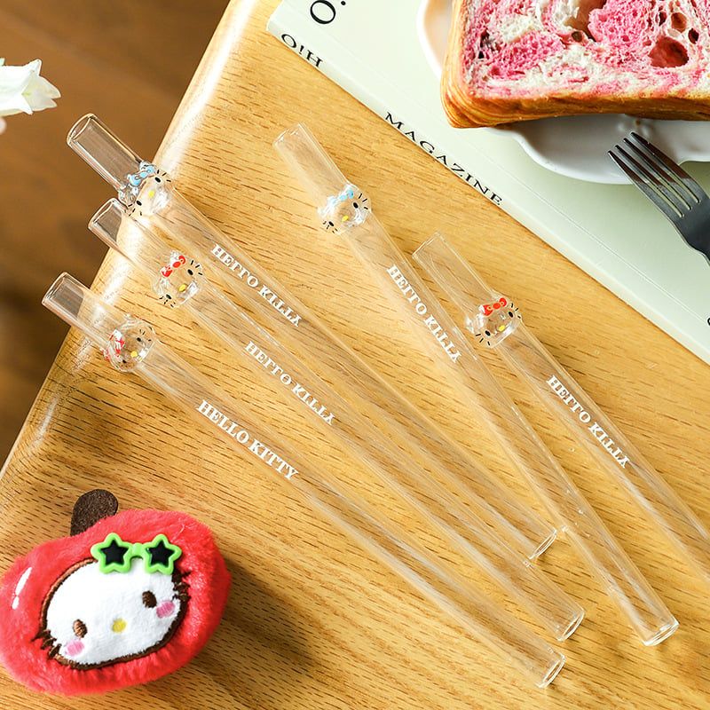  Ống Hút Thủy Tinh Hello Kitty 
