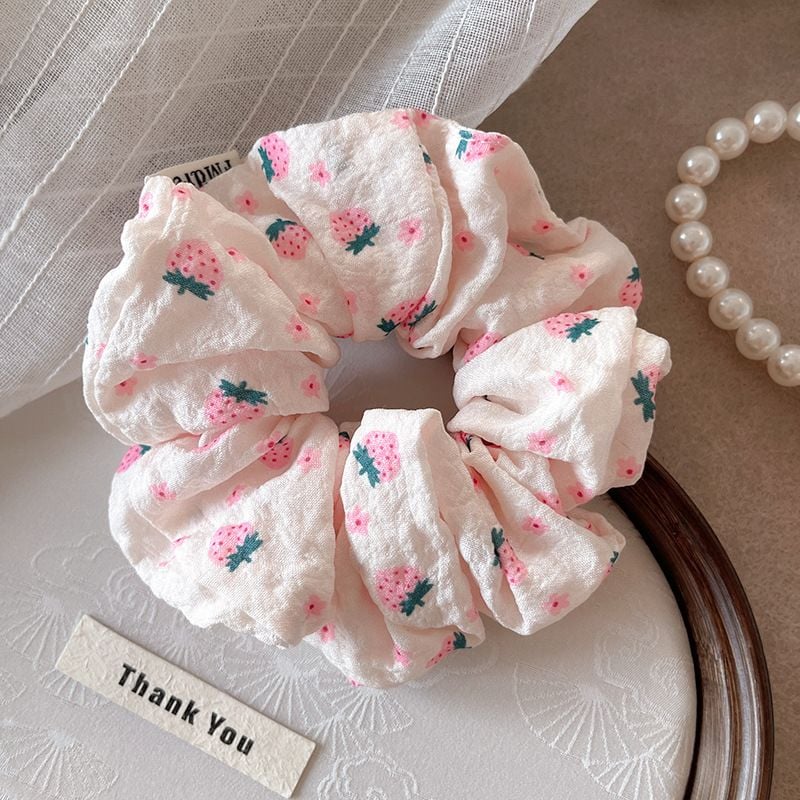  Scrunchie Xốp Dâu Tây 