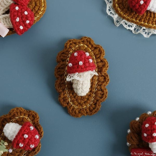  Kẹp Tóc Len Vintage Mushroom 