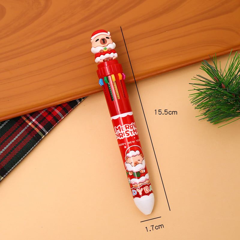  Bút Bi 10 Màu Christmas Capibara 