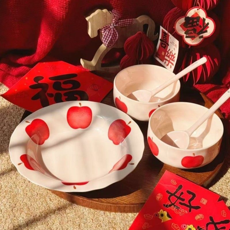  Bát, Đĩa Táo Đỏ 