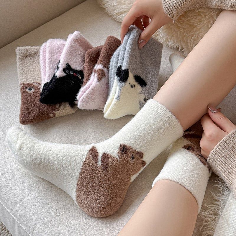  Tất Lông Mềm Fluffy Bear 