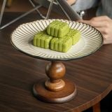  Đĩa Men Gốm Vân Quạt Đế Gỗ 