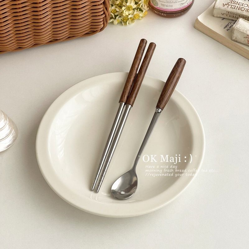  Thìa Cafe Cán Gỗ Nâu Tối 