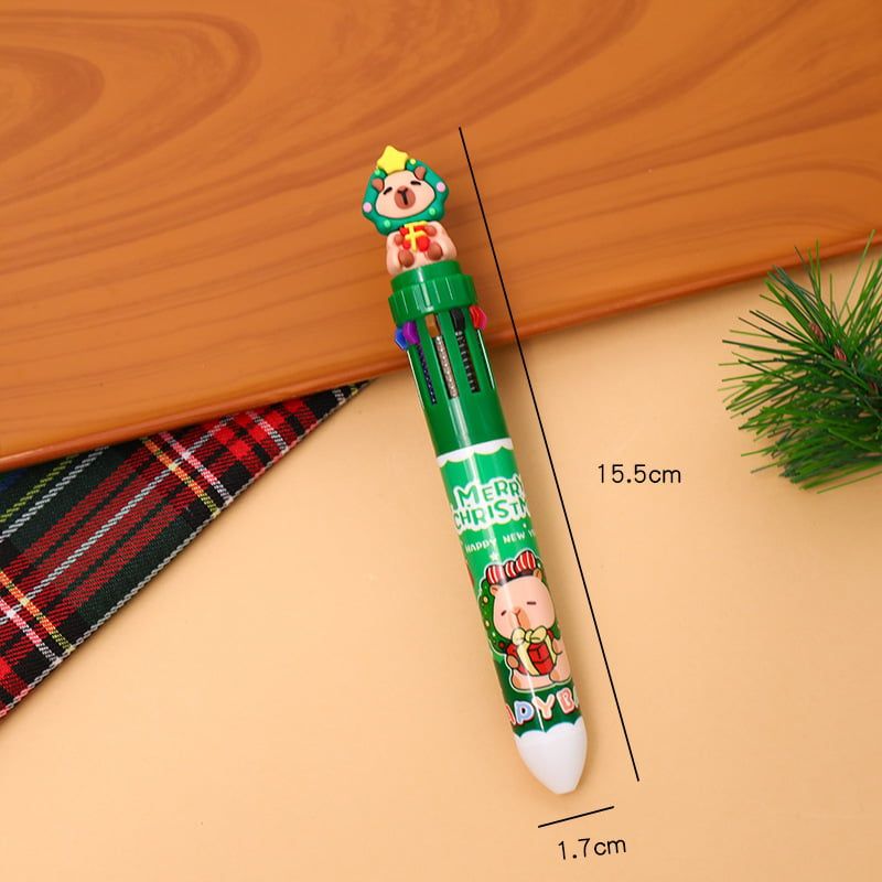  Bút Bi 10 Màu Christmas Capibara 