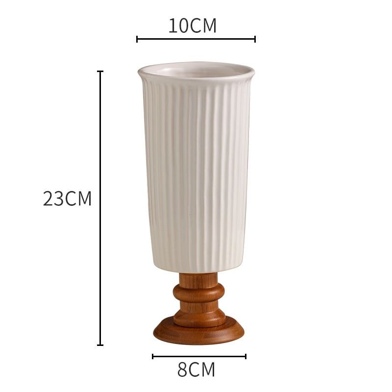  Bình Hoa Gốm Đế Gỗ Retro 