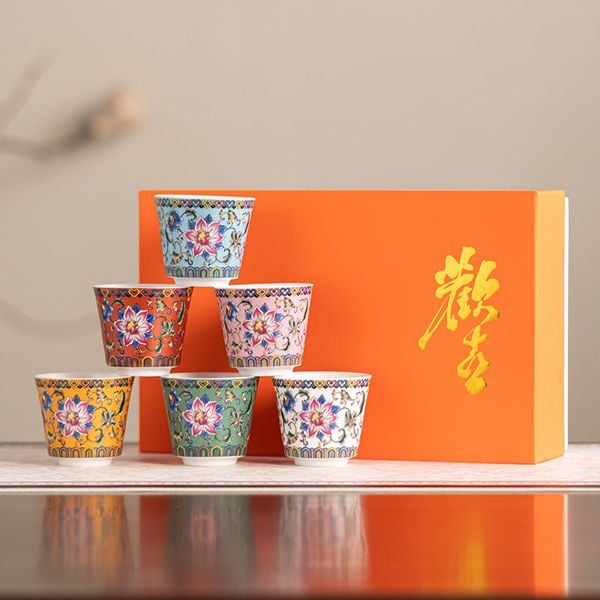  Bộ Chén Trà Gốm Sứ Sắc Màu 