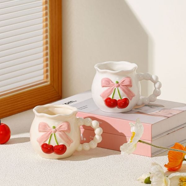  Cốc Sứ Cherry Nơ Hồng 