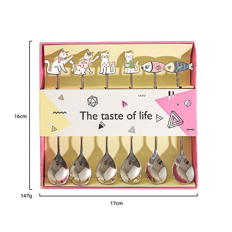  Set Thìa Cafe Mèo Và Cá 