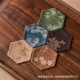  Lót Cốc Vải Họa Tiết Lá Tre 