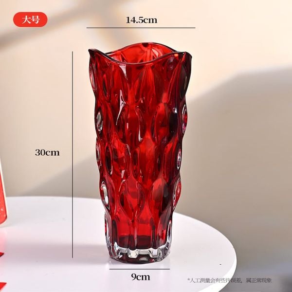  Bình Hoa Thủy Tinh Ruby Đỏ 