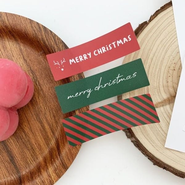  Sticker Tem Merry Christmas Hình Chữ Nhật (1 Tờ - 12 Miếng) 