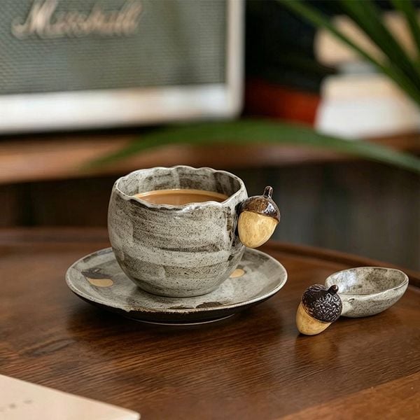  Set Cốc Sứ Hình Hạt Sồi Retro 