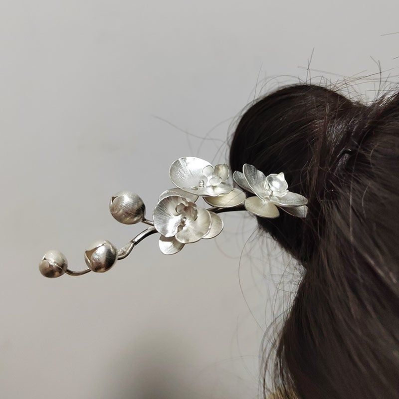  Trâm Cài Tóc Hoa Lan Ánh Bạc 