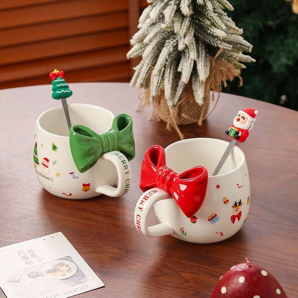  Cốc Gốm Christmas Đeo Nơ 