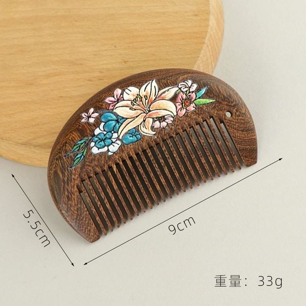  Lược Gỗ Đàn Hương Khắc Hoa 