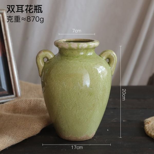  Bình Hoa Gốm Xanh Nứt Đồng Quê 
