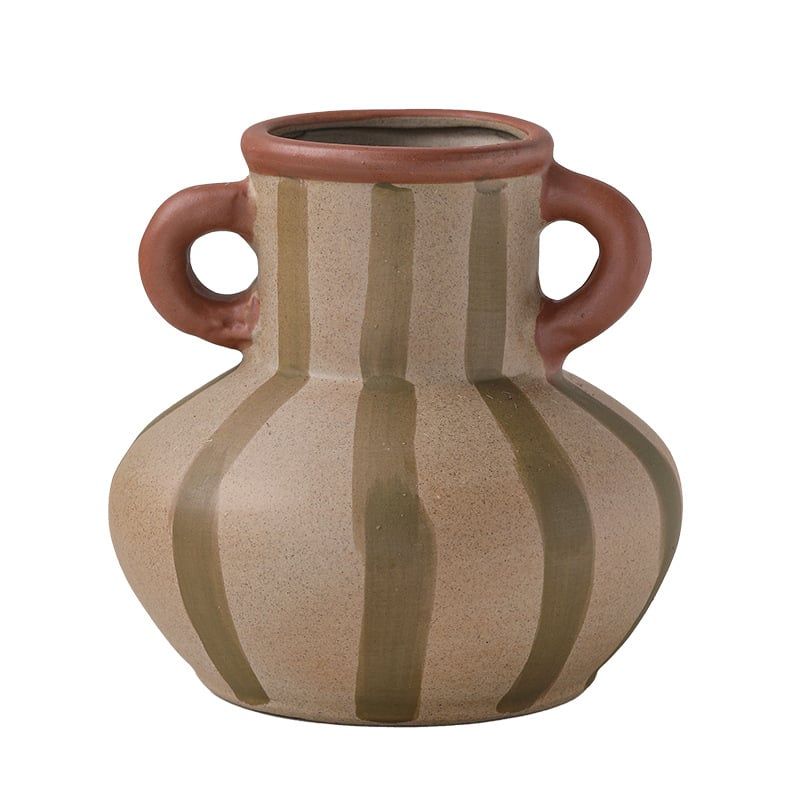  Bình Gốm Vintage Sọc Nâu 