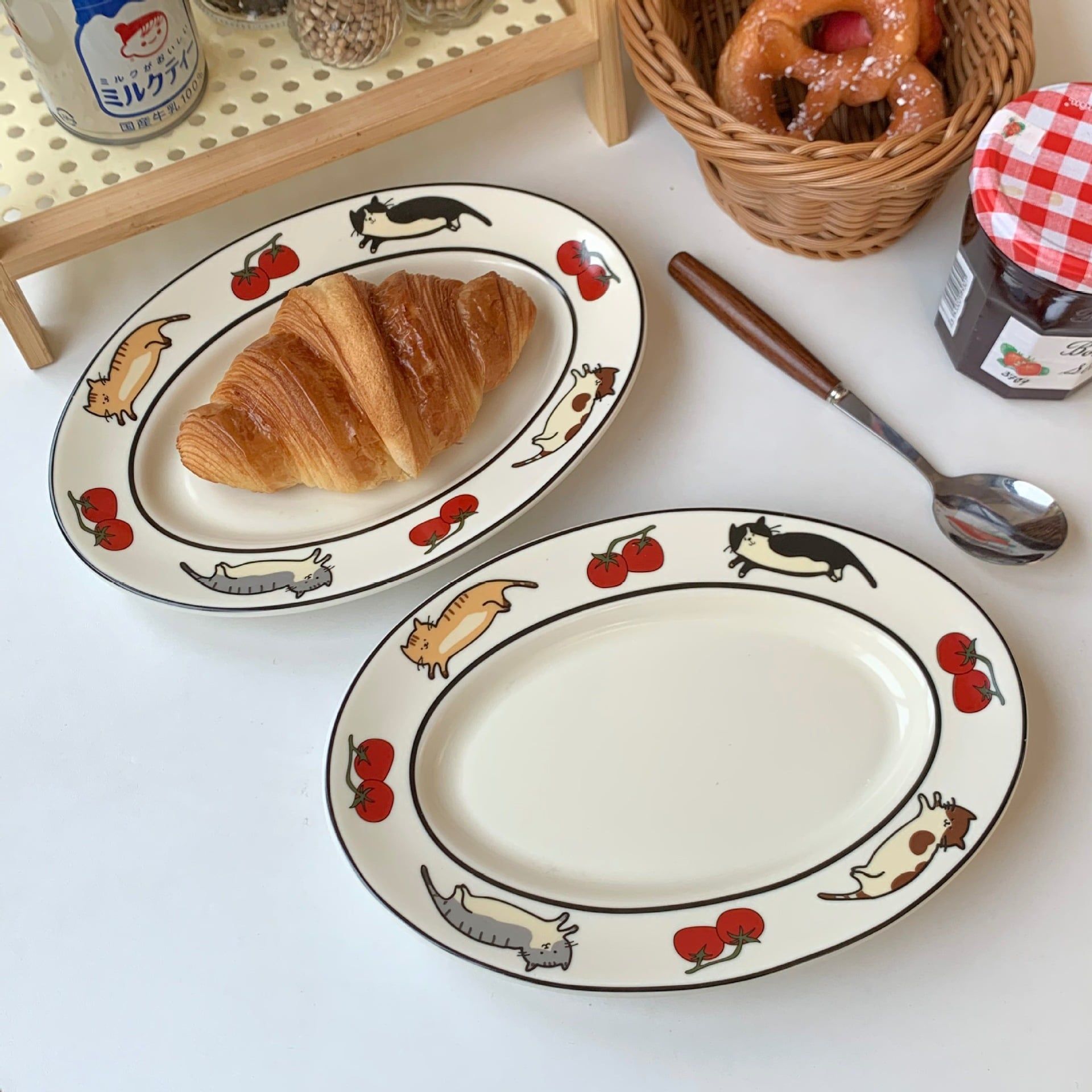  Đĩa Sứ Mèo Cà Chua 