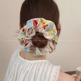  Scrunchie Vải Thêu Hoa 