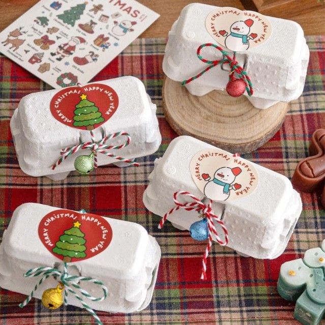  Sticker Trái Tim Merry Christmas Happy New Year (1 Tờ - 6 Miếng) 