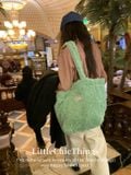  Túi Tote Lông Mềm Xanh Mint 