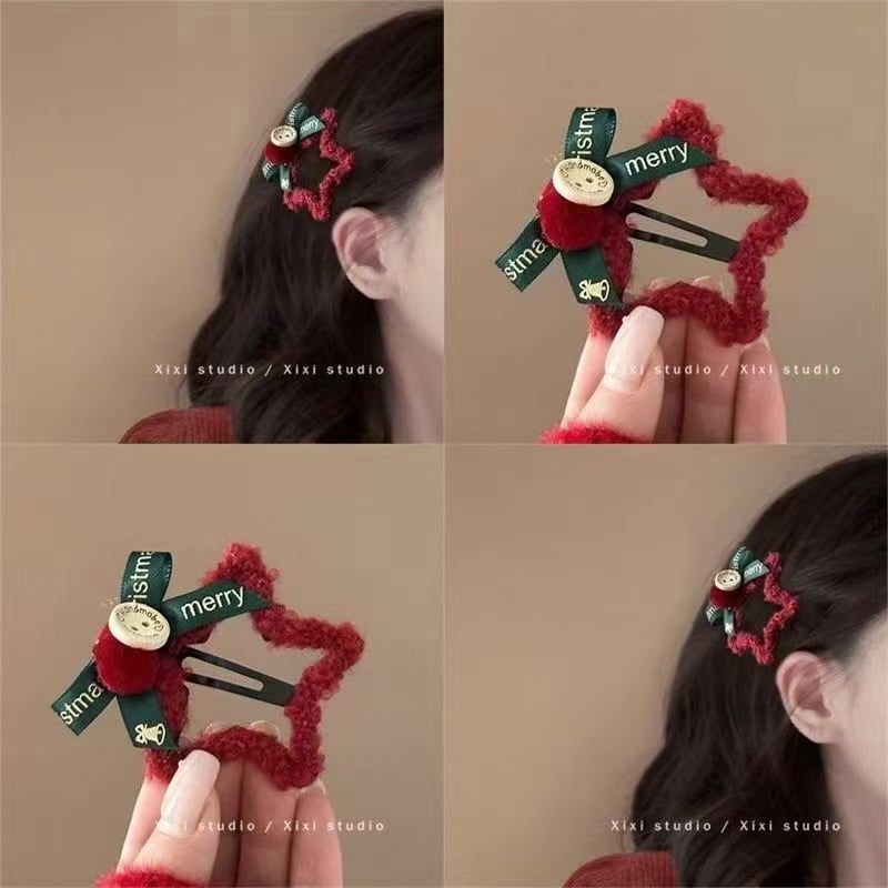  Kẹp Tóc Ngôi Sao Nhung Đỏ 