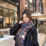  Khăn Quàng Cổ Maillard Winter Thick Classic Plaid 