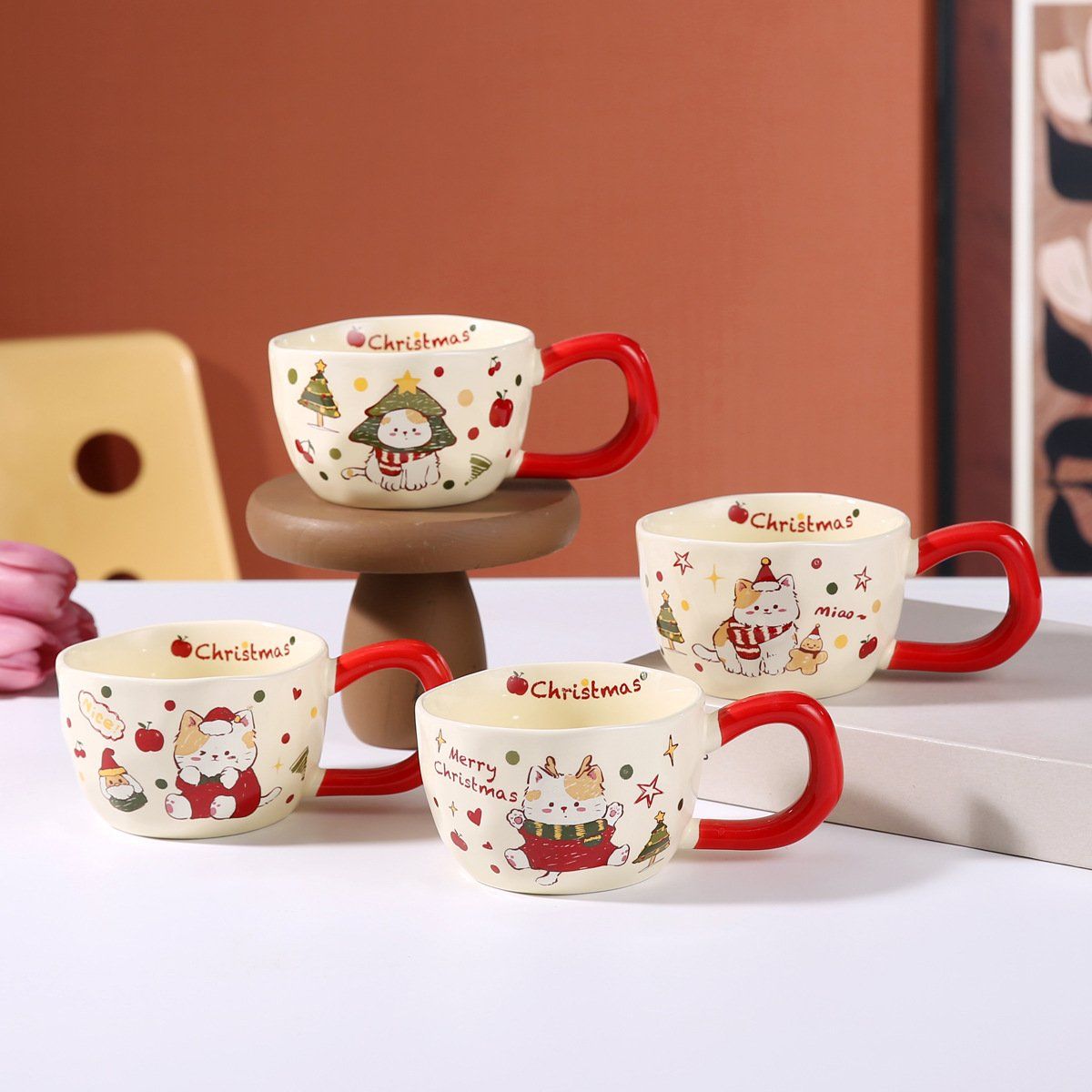  Cốc Gốm Mèo Merry Christmas 