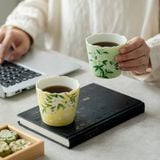  Set 2 Tách Trà Vẽ Tay Hoa Trắng 