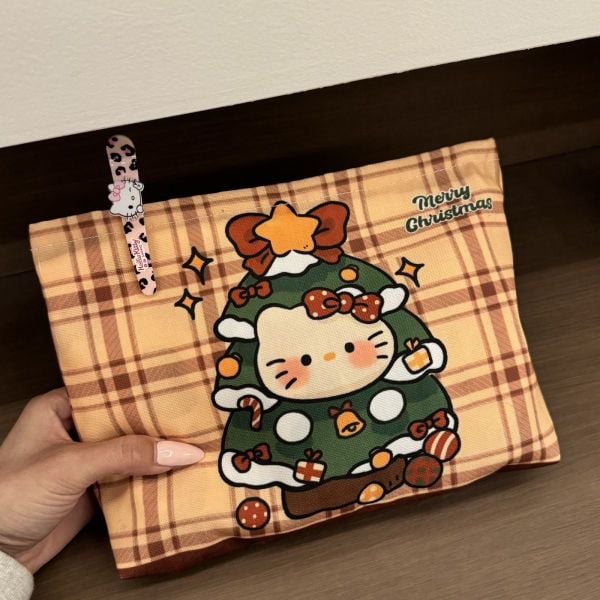  Túi Kẻ Sọc Đựng Đồ Cá Nhân Hello Kitty 