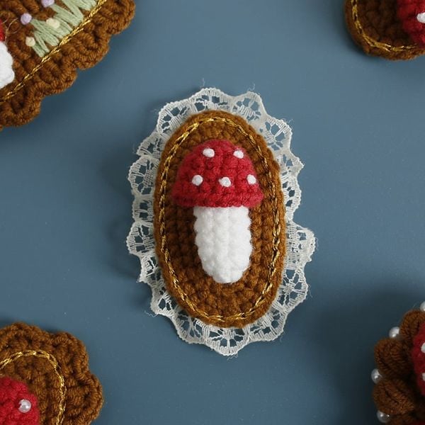  Kẹp Tóc Len Vintage Mushroom 