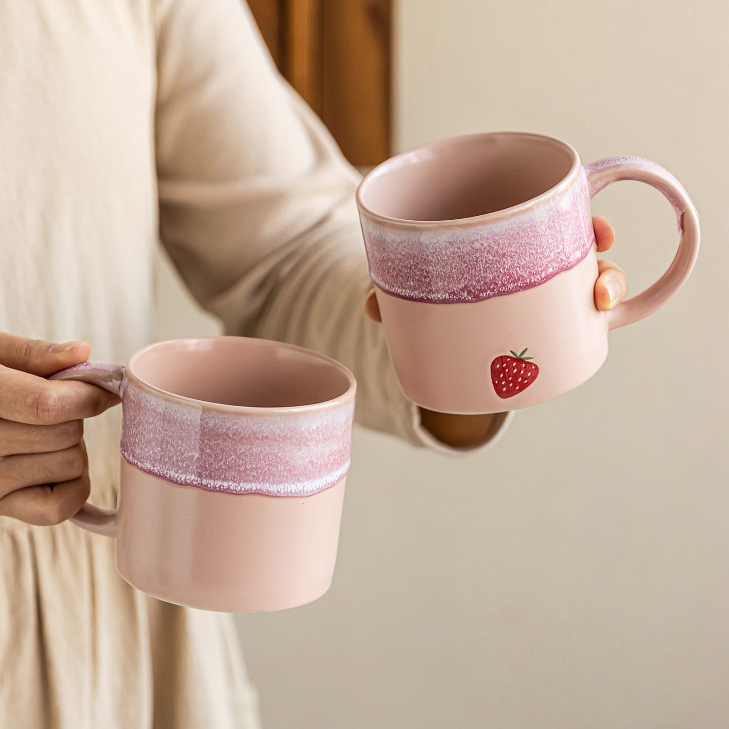  Cốc Gốm Mochi Dâu Tây 