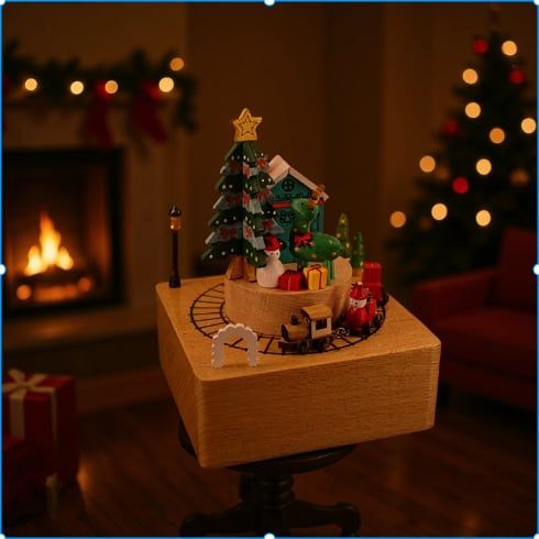  Hộp Nhạc Dây Cót Đế Gỗ Vuông 2025 