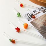  Ống Hút Thủy Tinh Charm Hoa Quả 