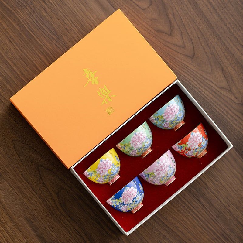  Bộ Chén Trà Hoa Mẫu Đơn 