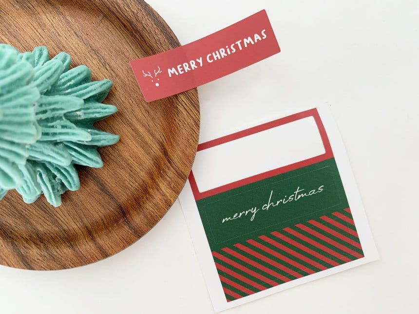  Sticker Tem Merry Christmas Hình Chữ Nhật (1 Tờ - 12 Miếng) 