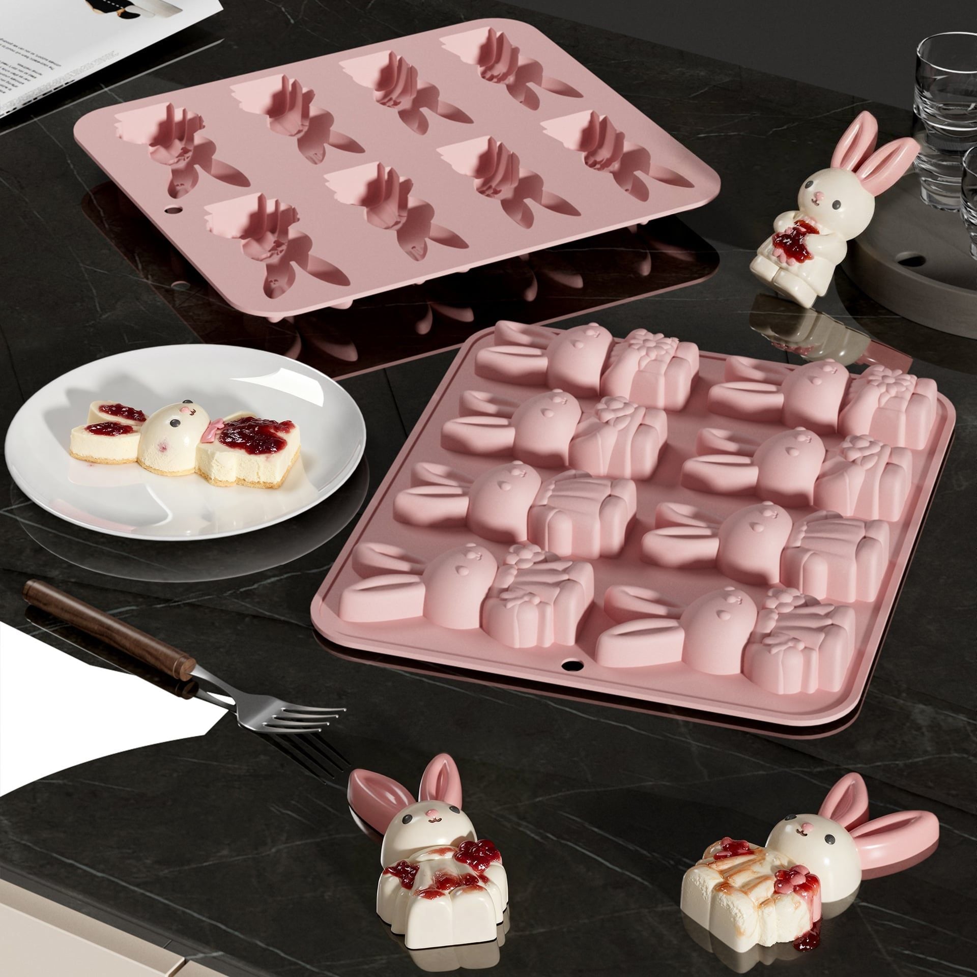  Khuôn Silicone Thỏ Hoa 