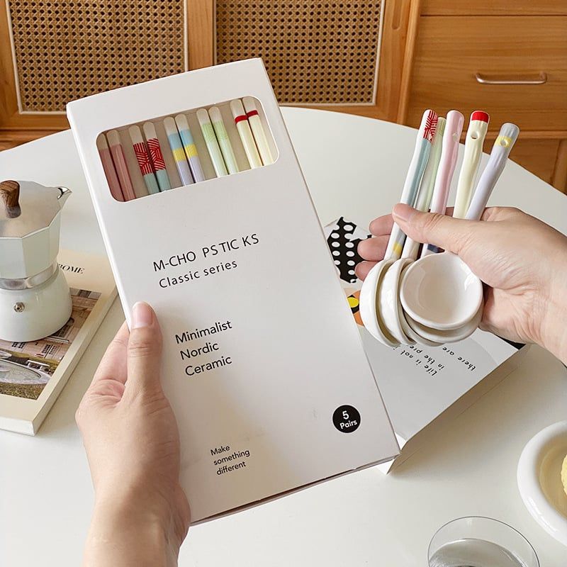 Hộp 5 Đôi Đũa Gốm Macaron 