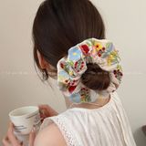 Scrunchie Vải Thêu Hoa 