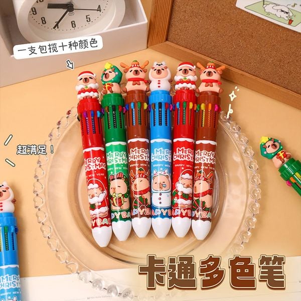  Bút Bi 10 Màu Christmas Capibara 