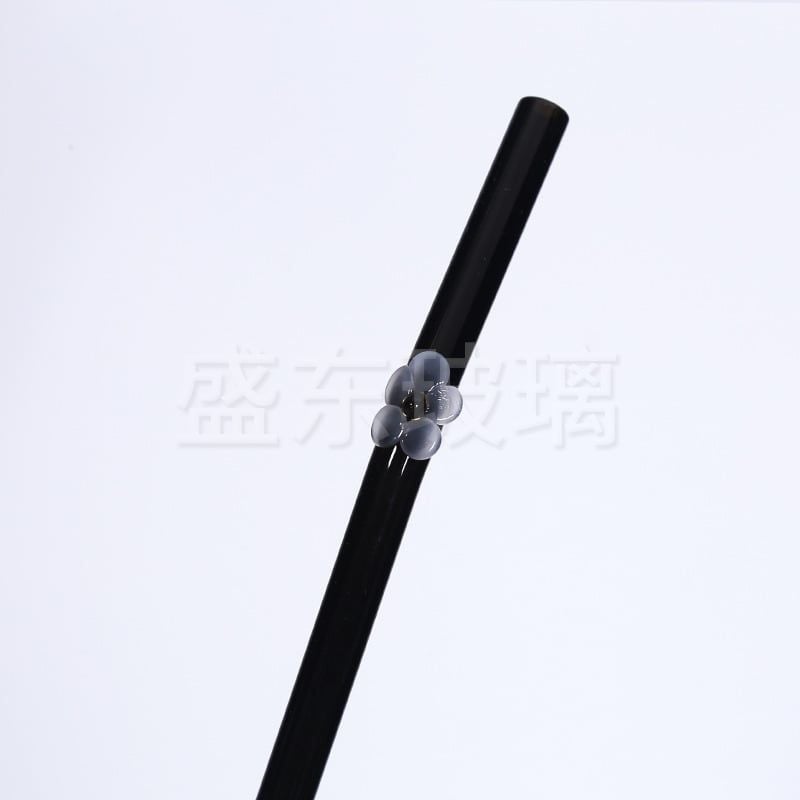  Ống Hút Thủy Tinh Cong Charm Hoa Màu Sắc 