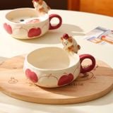  Bát Gốm Mèo Táo Đỏ 