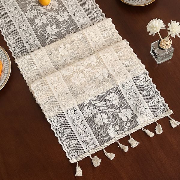  Khăn Trải Bàn Ren Trắng - Table Runner 