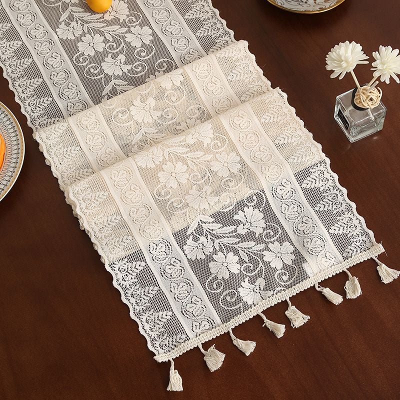  Khăn Trải Bàn Ren Trắng - Table Runner 