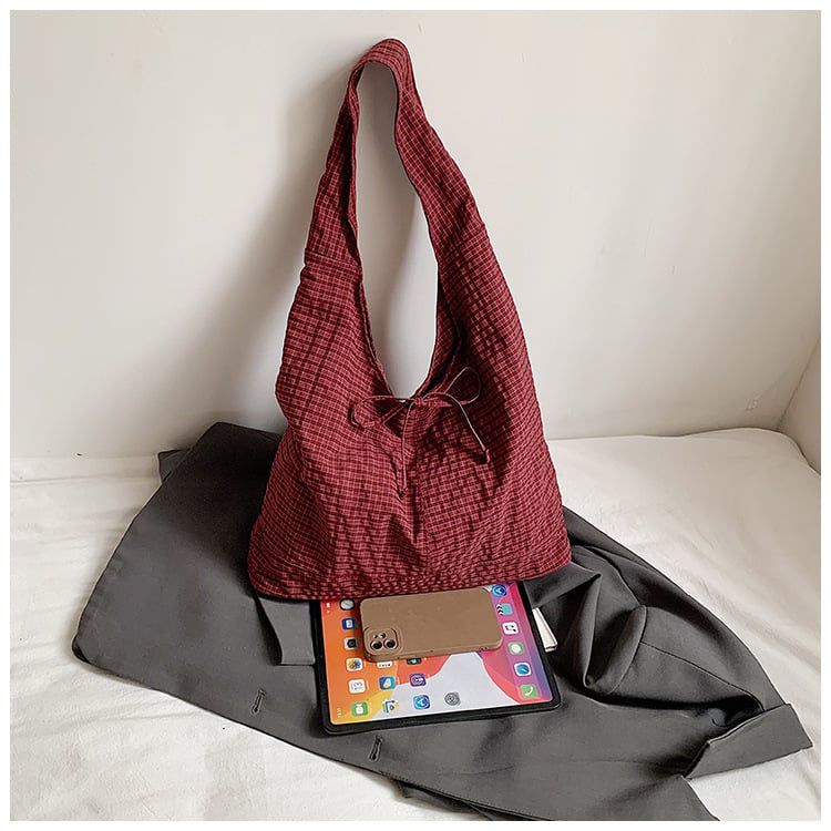  Túi Vải Kẻ Caro Buộc Nơ 