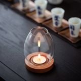  Chụp Nến Thủy Tinh Đế Gỗ 