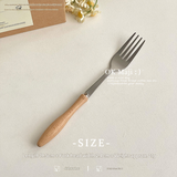  Thìa Dao Dĩa Cán Gỗ Nâu Sáng (Lẻ) 