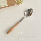  Thìa Dao Dĩa Cán Gỗ Nâu Sáng (Lẻ) 